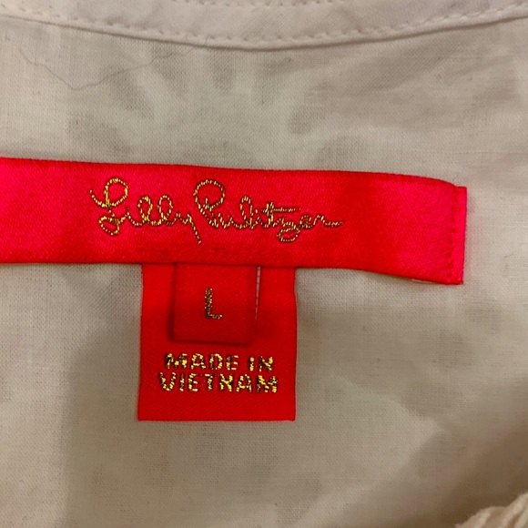 LILLY PULITZER DUSK RUFFLED TANK TOP RESORT WHITE SUNSHINE EYELET. Size L - Picture 6 of 10